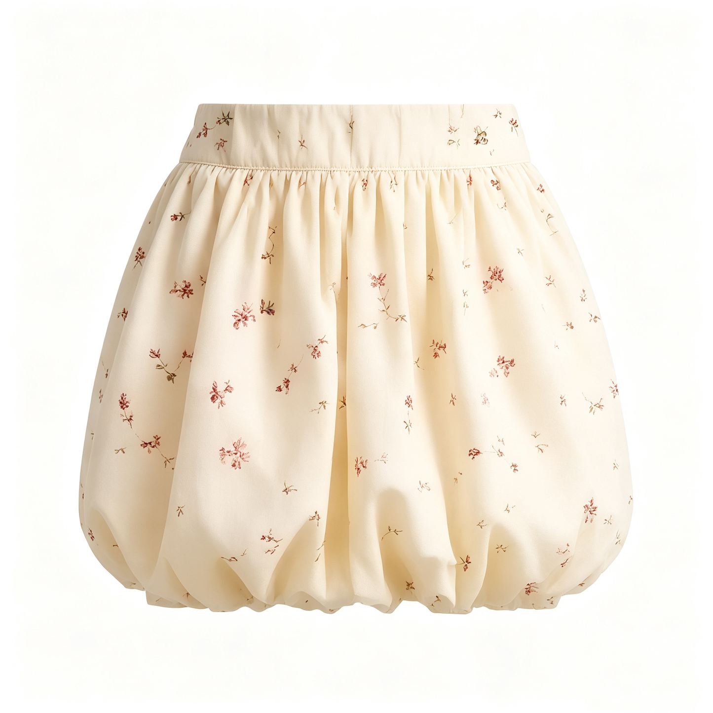 Cream Ditsy Floral Puff Bubble Mini Skirt
